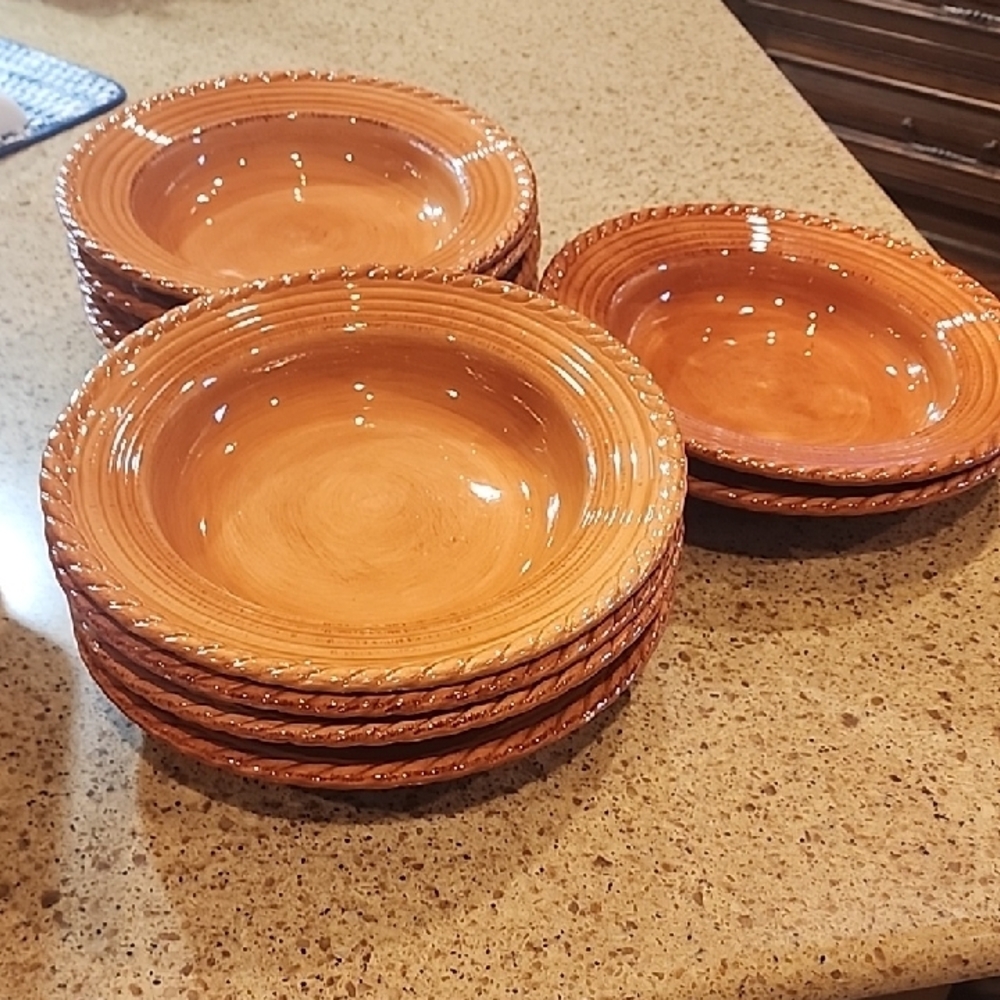 Z-GALLERIE HAND PAINTED LUCCA PASTA BOWLS (SETOF 10)